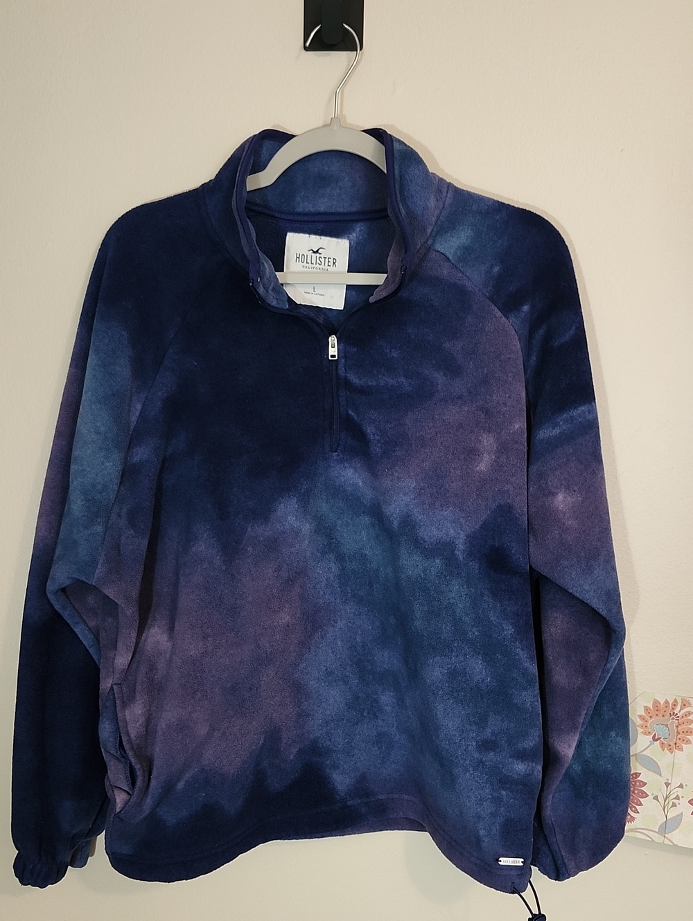 Hollister Fleece Women's Cotton Candy Quarter-Zip Pullover Sweater Size LARGE